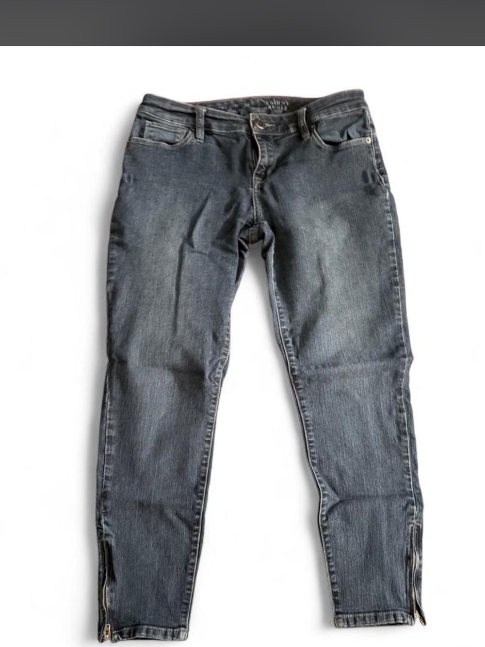 Women's blue skinny zip ankle jeans